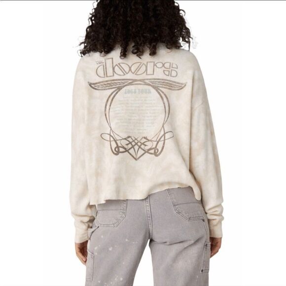 Free People The Doors Cropped Thermal Band Tee Sand sz 1X Daydreamer NWT - Picture 9 of 16